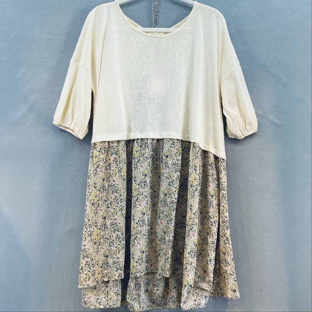 Umgee Cream Top with Floral Tiered Skirt